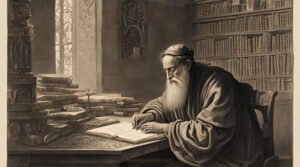 AI generated image of Judah Halevi (1075–1141 CE), a renowned Jewish philosopher, poet, and physician.